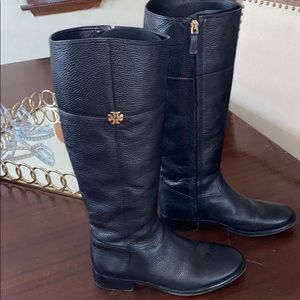Tory Burch black leather riding boots. Size 8.5